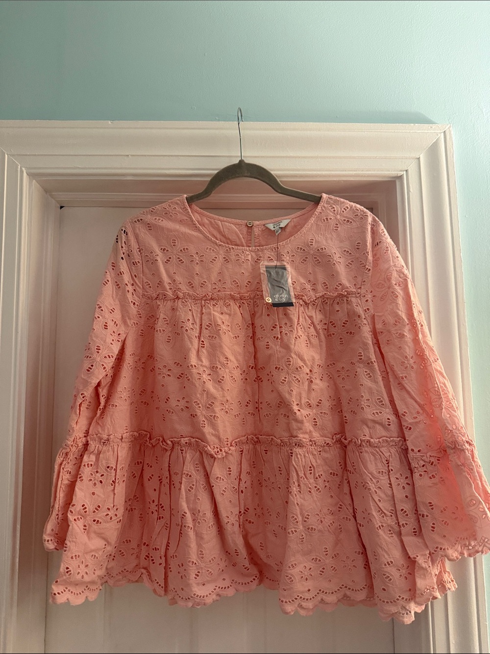 Women's Blush Eyelet Tiered Blouse
